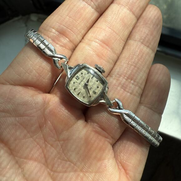 Vintage Hamilton Ladies Cocktail Watch 10k Rolled Gold Bezel Mechanical WORKS - Picture 7 of 8